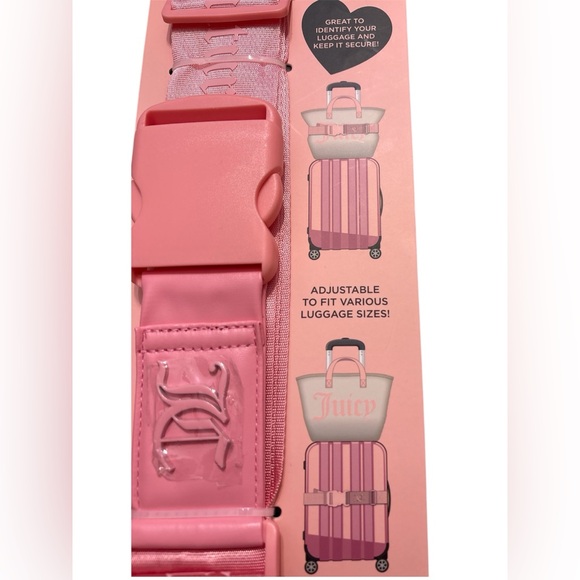 Juicy Couture Pink Adjustable Luggage Strap Suitcase Travel Accessory - NIP - Picture 2 of 2